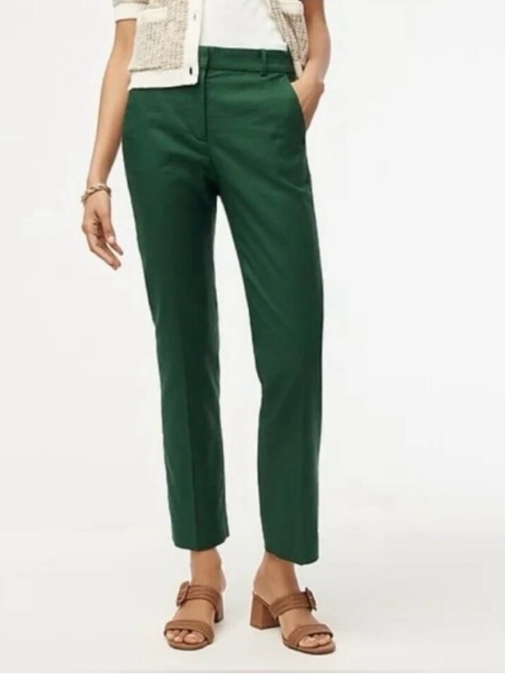 J. Crew Dark Green Straight-Leg Trousers